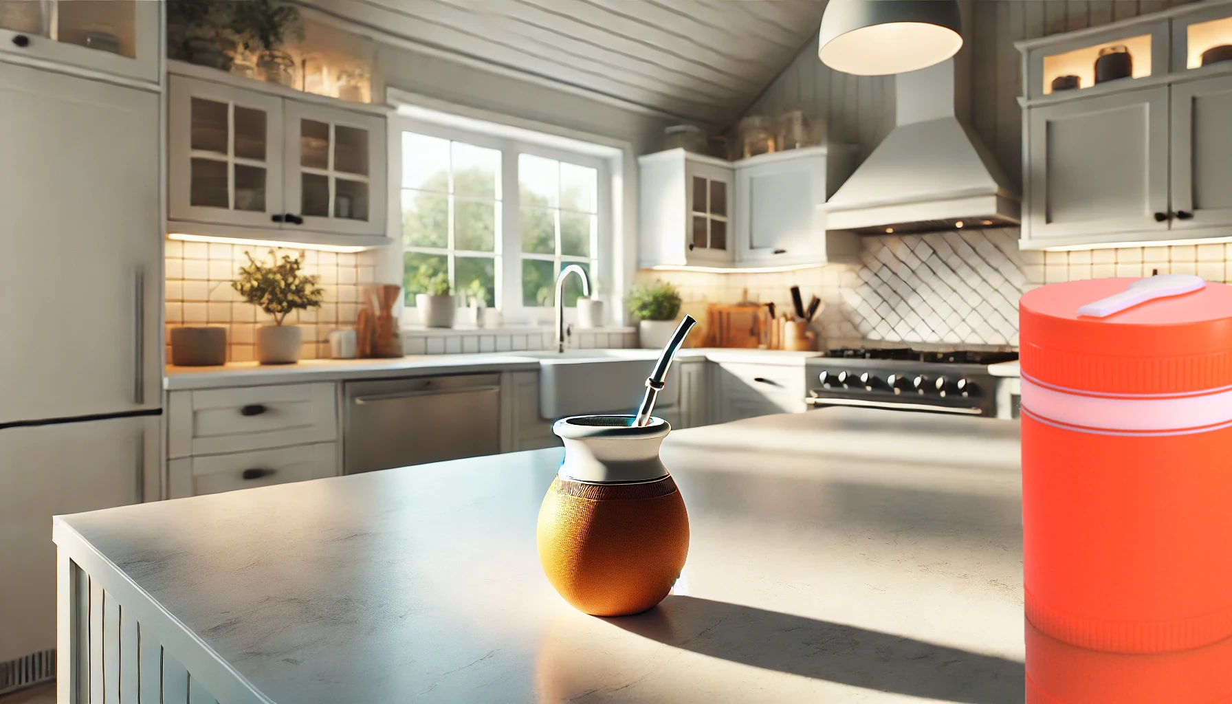 Cocina limpia y ordenada con equipo de mate